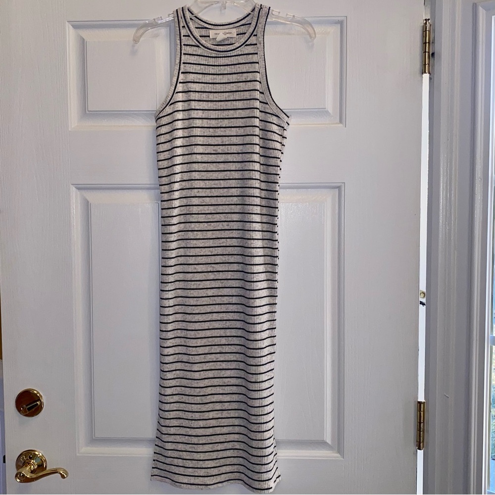 Treasure & Bond Gray Black Knit Striped Maxi Dress Girl's 14 16